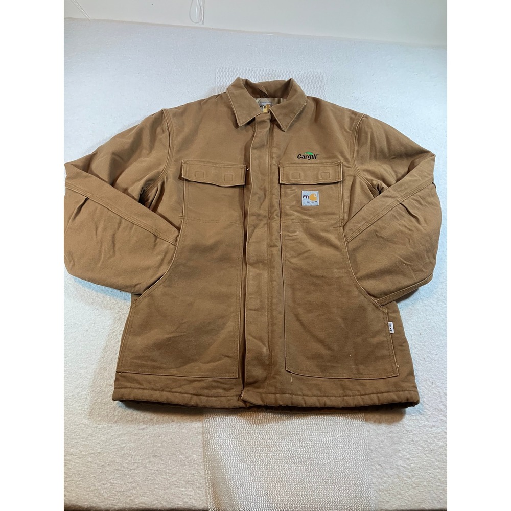 Carhartt FR Flame Resistant Heavy Jacket Brown Duck Canvas Cargill Mens Size M